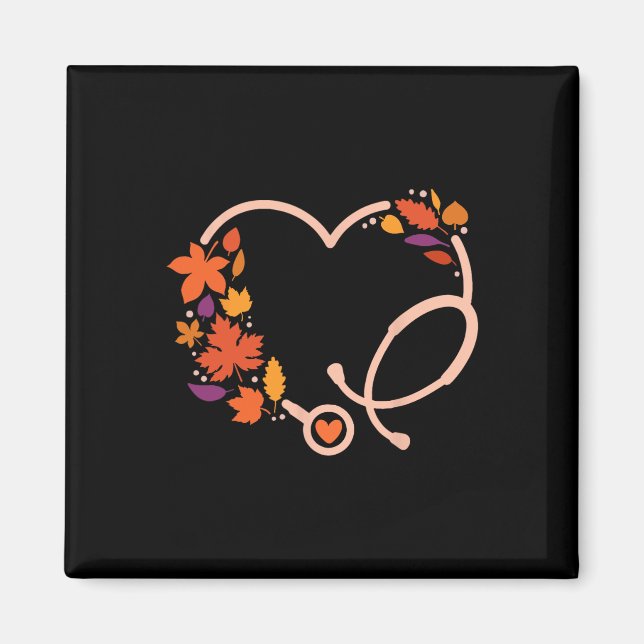 Fall Stethoscope Nurse Erntedank Pflege Herbst Magnet (Vorne)