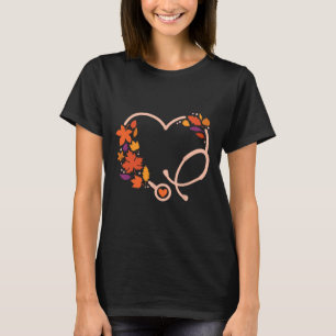 Fall Stethoscope Nurse Erntedank Pflege Herbst T-Shirt