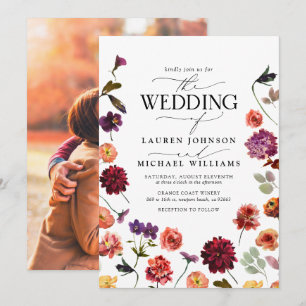 Fall Summer Garden Burnt Orange Foto Hochzeit Einladung