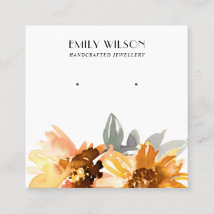 FALL SUNFLOWER AUTUMN STUD EARRING DISPLAD QUADRATISCHE VISITENKARTE