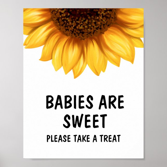 Fall Sunflower Baby Dusche Babys sind Sweet Sign Poster (Vorne)