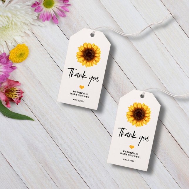 Fall Sunflower Baby Dusche Geschenkanhänger (Von Creator hochgeladen)