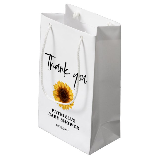 Fall Sunflower Baby Dusche Kleine Geschenktüte (Rückseite Schrägansicht)