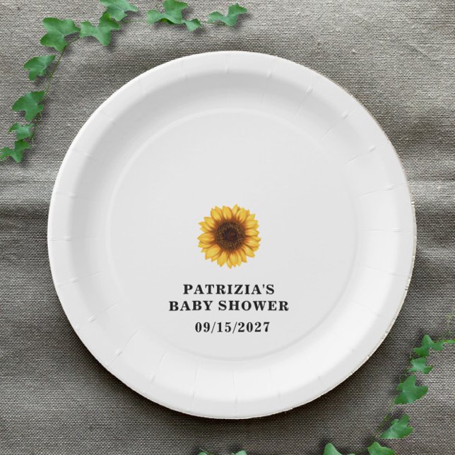 Fall Sunflower Baby Dusche Pappteller (Von Creator hochgeladen)
