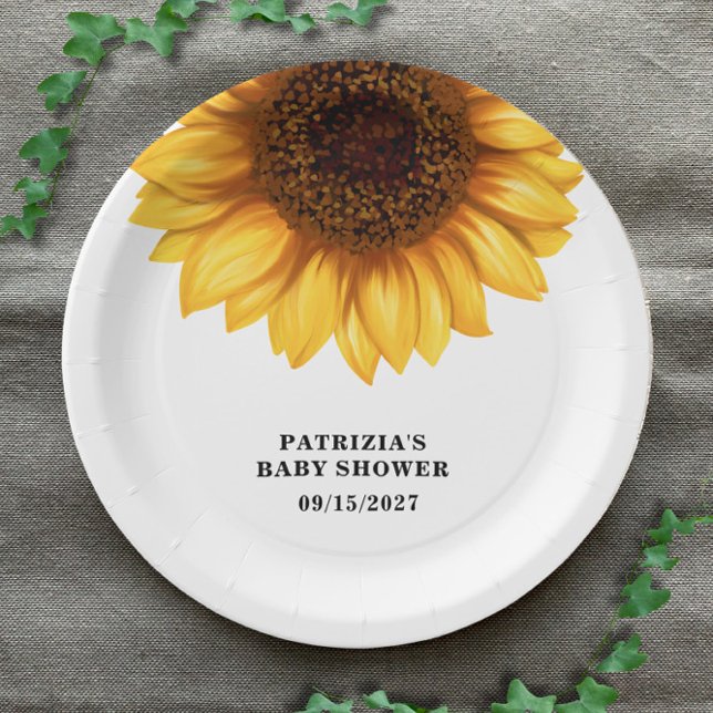 Fall Sunflower Baby Dusche Pappteller (Von Creator hochgeladen)