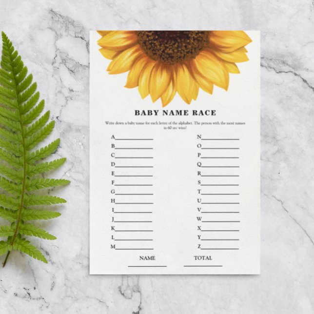 Fall Sunflower Baby Name Race Baby Showspiel (Von Creator hochgeladen)
