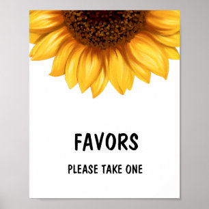 Fall Sunflower Baby Shower Favorit Sign Poster