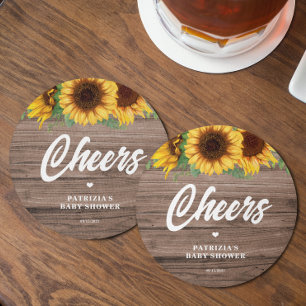 Fall Sunflower Babyduschpapier Runder Pappuntersetzer