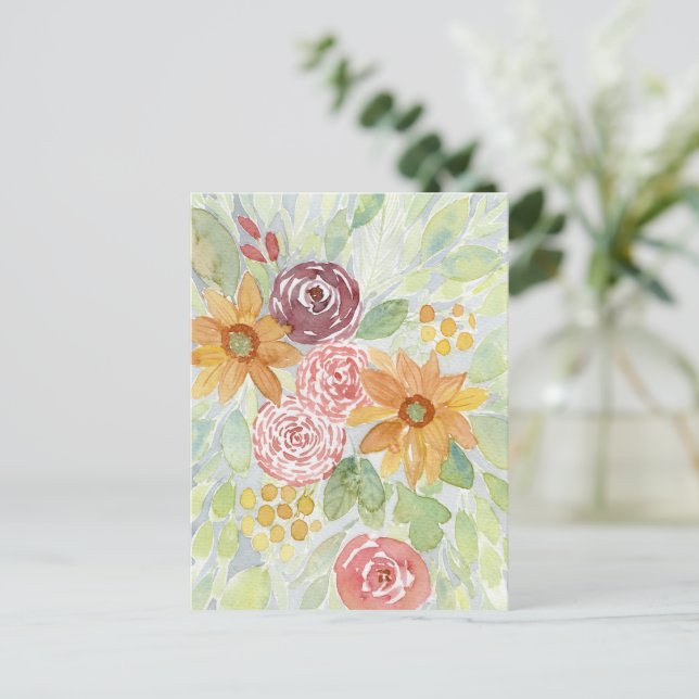 Fall Sunflower Bouquet Postkarte (Stehend Vorderseite)