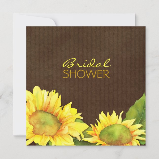 Fall Sunflower Brown Brautparty Einladung (Vorderseite)
