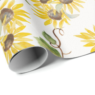 Fall Sunflower Watercolor Wrapping Paper Geschenkpapier