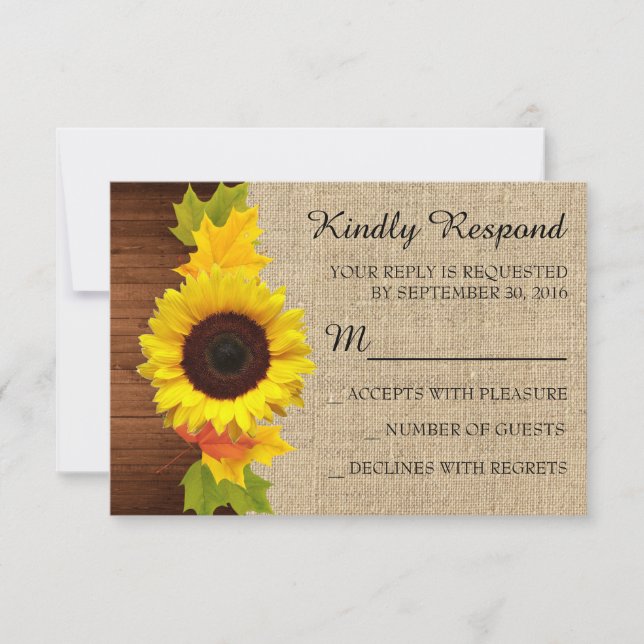 Fall Sunflower Wedding Einladung RSVP Karten (Vorderseite)