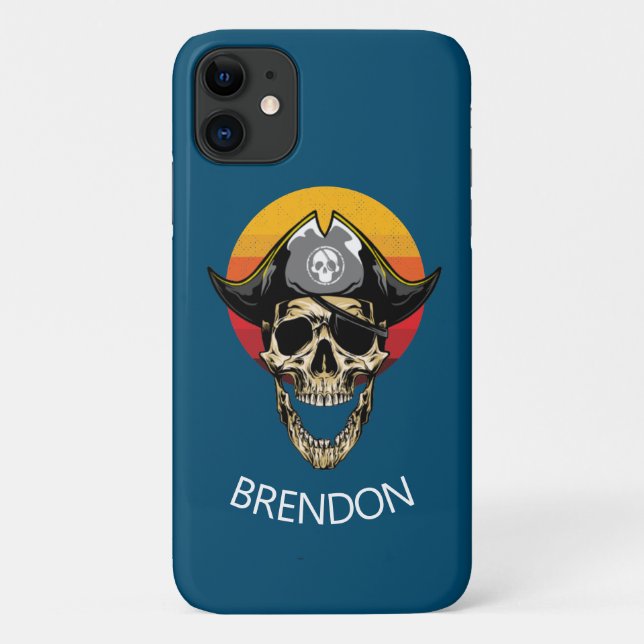 Fall Sunset Blue Pirate Skull Case-Mate iPhone Hülle (Rückseite)
