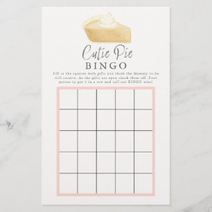 Fall Süsse Pie Pink Baby Dusche Bingo Spielkarte