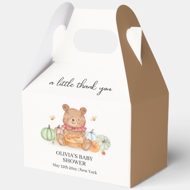 Fall Süsse Pumpkin Pie Teddy Bear Baby Dusche Geschenkschachtel (Vorderseite)
