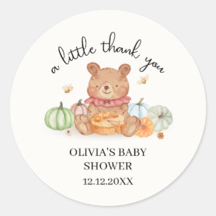 Fall Süsse Pumpkin Pie Teddy Bear Baby Dusche Runder Aufkleber