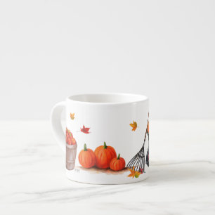 Fall-Tag mit Kürbis-Blätter-Äpfeln und Rührsta Espressotasse