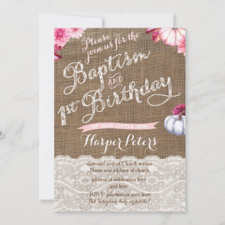 Fall Taufe 1. Geburtstagsfeier für Mädchen Einladung