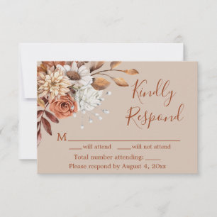 Fall Taupe floral Geburtstag Response Card Dankeskarte