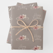 Fall Taupe und rosa Blumenpapier