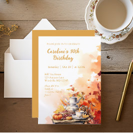 Fall Tea Party Elegant 90. Geburtstag Einladung