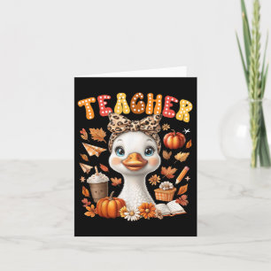 Fall Teacher Goose Leopard Bow Coquette Herbstpfei Karte