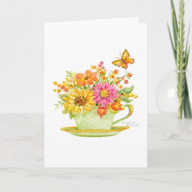 Fall Teacup Blank Card Any Occasion Karte (Vorderseite)