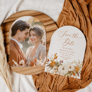 Fall terracotta Arch Modernes Foto Save the Date Einladung