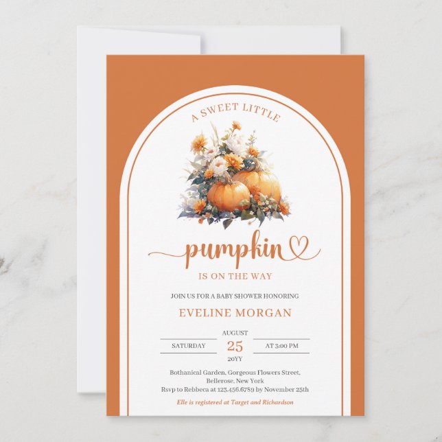 Fall terracotta Blume Bogenmädchen Ein kleiner Kür Einladung (Vorderseite)