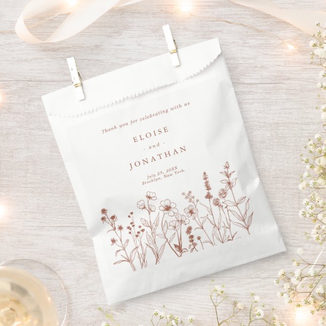 Fall Terracotta Burnt Orange Wildblume Wedding Geschenktütchen (Ausgeschnitten)