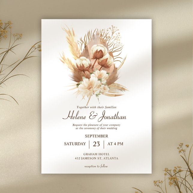 Fall Terracotta Floral Boho Hochzeit Einladung (Modern Terracotta Floral Boho Wedding Invitation)
