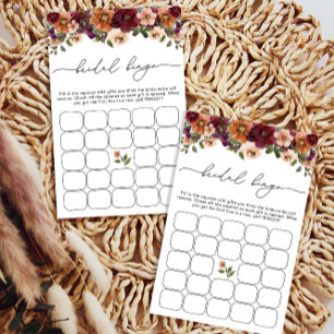 Fall Terracotta Floral Brautparty Bingo