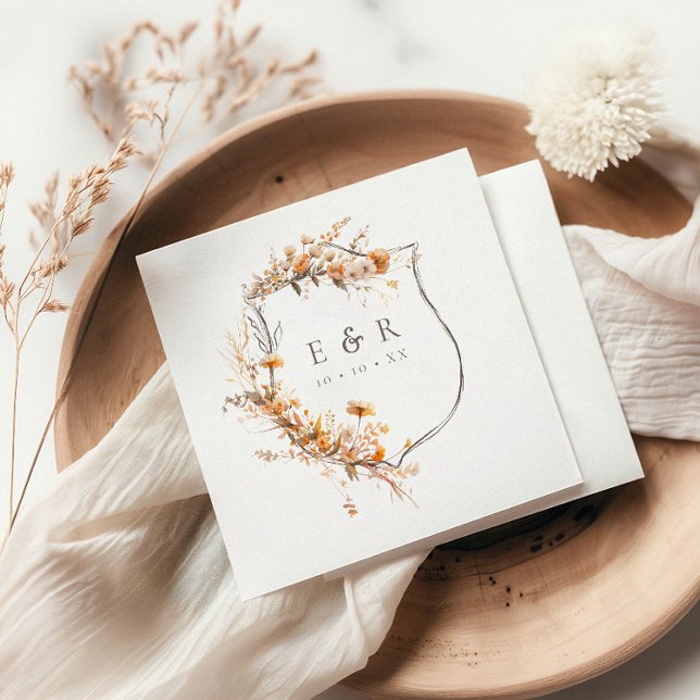 Fall Terracotta Floral Wappen Monogramm Hochzeit Serviette (Von Creator hochgeladen)