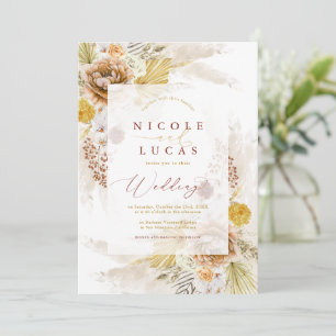 Fall Terracotta Herbst Boho Pampas Grass Hochzeit Einladung