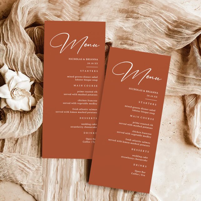 Fall Terracotta Wedding Menu Menükarte (Von Creator hochgeladen)