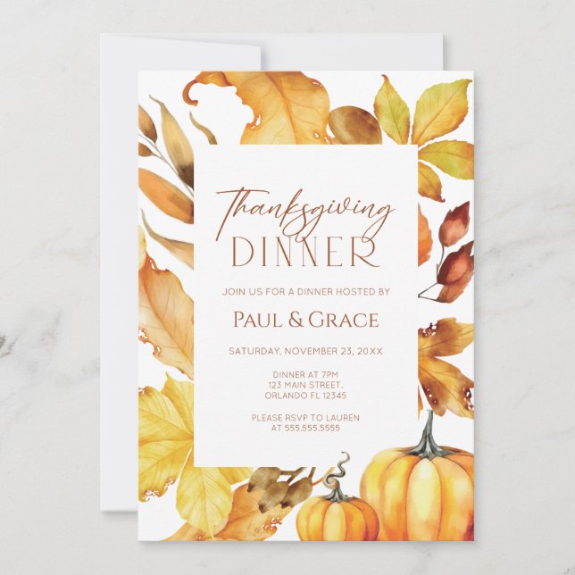 Fall Thanksgiving Dinner Invitation Einladung (Vorderseite)