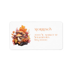 FALL THEMA AUTUMN FARBEN MUSHROOM ADRESSAUFKLEBER