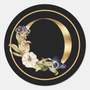 FALL THEMA GOLD MONOGRAM O MIT PUMPKINS RUNDER AUFKLEBER