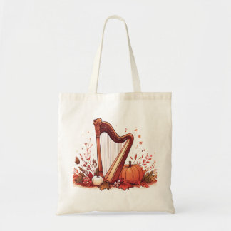 Fall Theme Harp Pumpkin Tote Bag Tragetasche