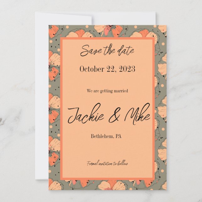 Fall Theme Wedding Save the Date Einladung (Vorderseite)
