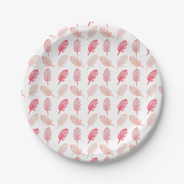Fall Themed Feathers Pattern Pappteller (Vorderseite)