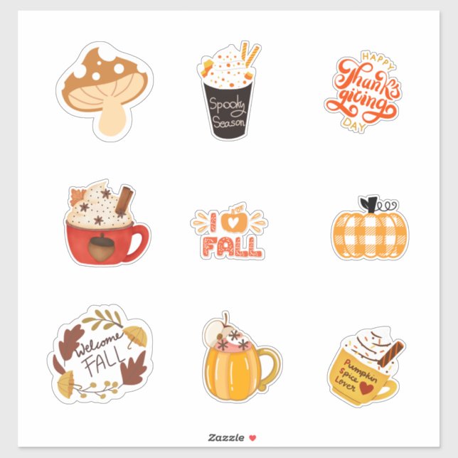 Fall-Themed Sticker Set with Cozy Autumn Vibes (Blatt)