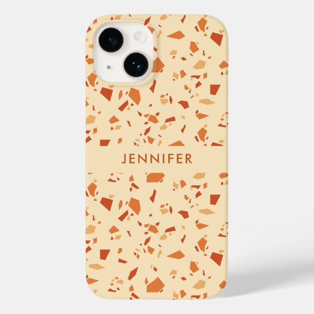 Fall Themed Terrazzo Muster Personalisiert Case-Mate iPhone 14 Hülle (Rückseite)