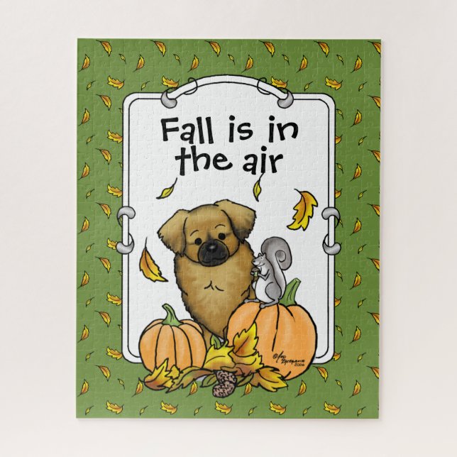 Fall Tibetischer Spaniel (braun) Dog Pumpkins Nied (Vertikal)