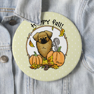 Fall Tibetischer Spaniel (braun) Dog Pumpkins Nied Button