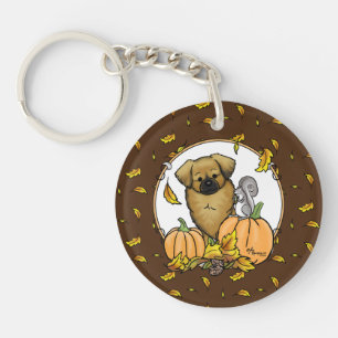 Fall Tibetischer Spaniel (braun) Dog Pumpkins Nied Schlüsselanhänger