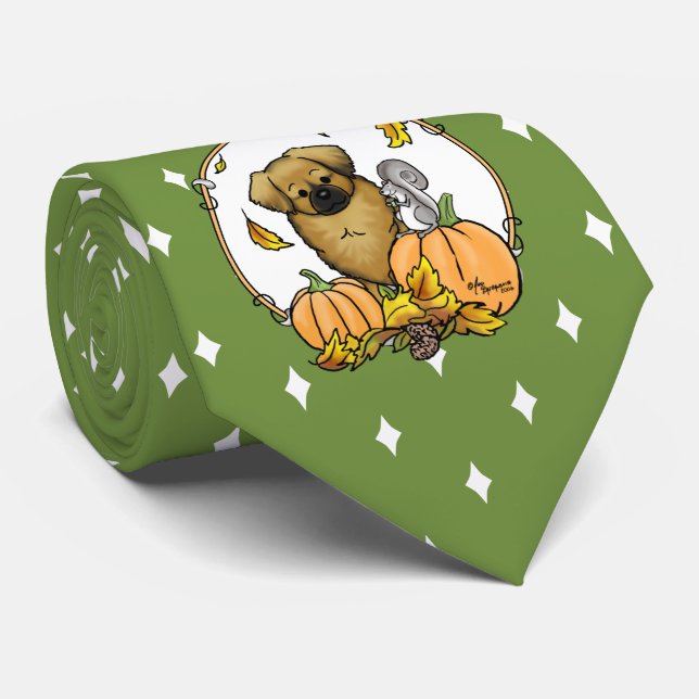 Fall Tibetischer Spaniel (braun) Dog Pumpkins Spaß Krawatte (Gerollt)
