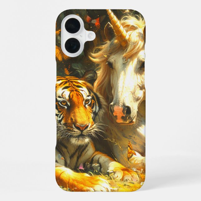 Fall Tiger und Unicorn iPhone 16 Plus Hülle (Rückseite)