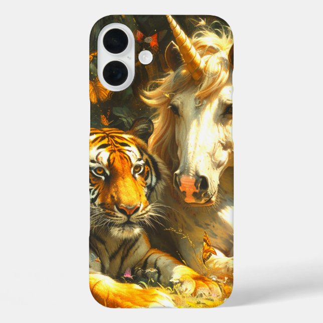 Fall Tiger und Unicorn iPhone 16 Plus Hülle (Rückseite)