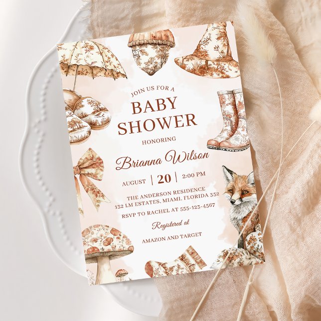 Fall Toile De Jouy Woodland Thema Kinderdusche Einladung (Von Creator hochgeladen)